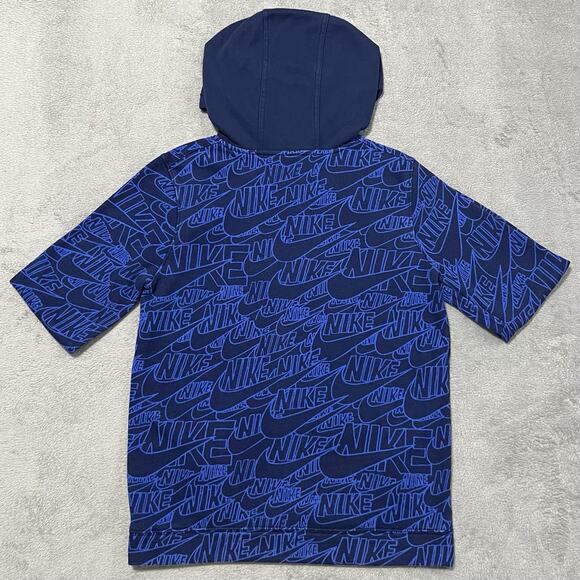 Nike Hoodie Boys XL Blue All Over Print AOP Zip Pocket Pullover Sweatshirt - Picture 2 of 13